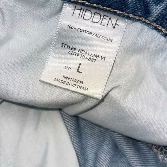 Hidden Hi Rise Cut Off Denim Shorts Size Large Waist 29” #16 - Picture 3 of 5